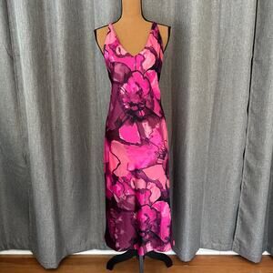 Natori Pink Floral Silky Slip Dress Size Small